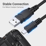 Black 3ft USB Data Charger Cable for Nikon Coolpix S2600 S2500 S3000 S3200 S4300 S6100,Cables