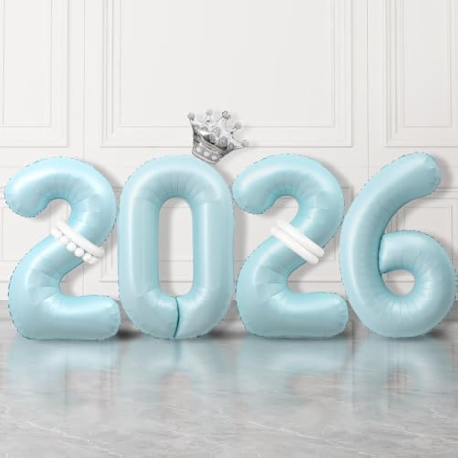 2026 Blue Number Balloons 40 Inch Foil Crown Party Supplies New Year