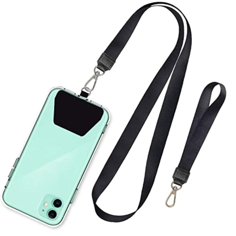 Phone Lanyard, Neck Strap And Wrist Tether Key Chain Holder Universal For Phone Case Anchor Fit All Smartphones-Black