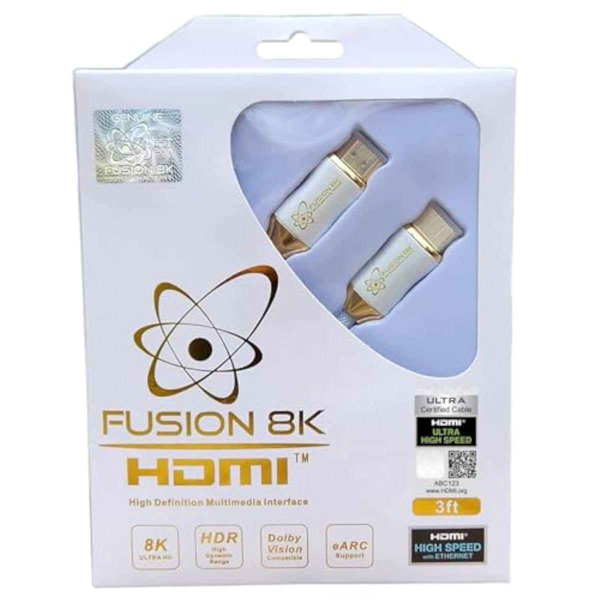 White Hdr Hdmi 2.1 Certified Cable Supports 8K @60Hz And 4K @120Hz Compatible