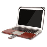 MOSISO PU Leather Case Compatible with MacBook Air 11 inch Case A1370 A1465, Portfolio Protective Stand Cover Sleeve, Brown
