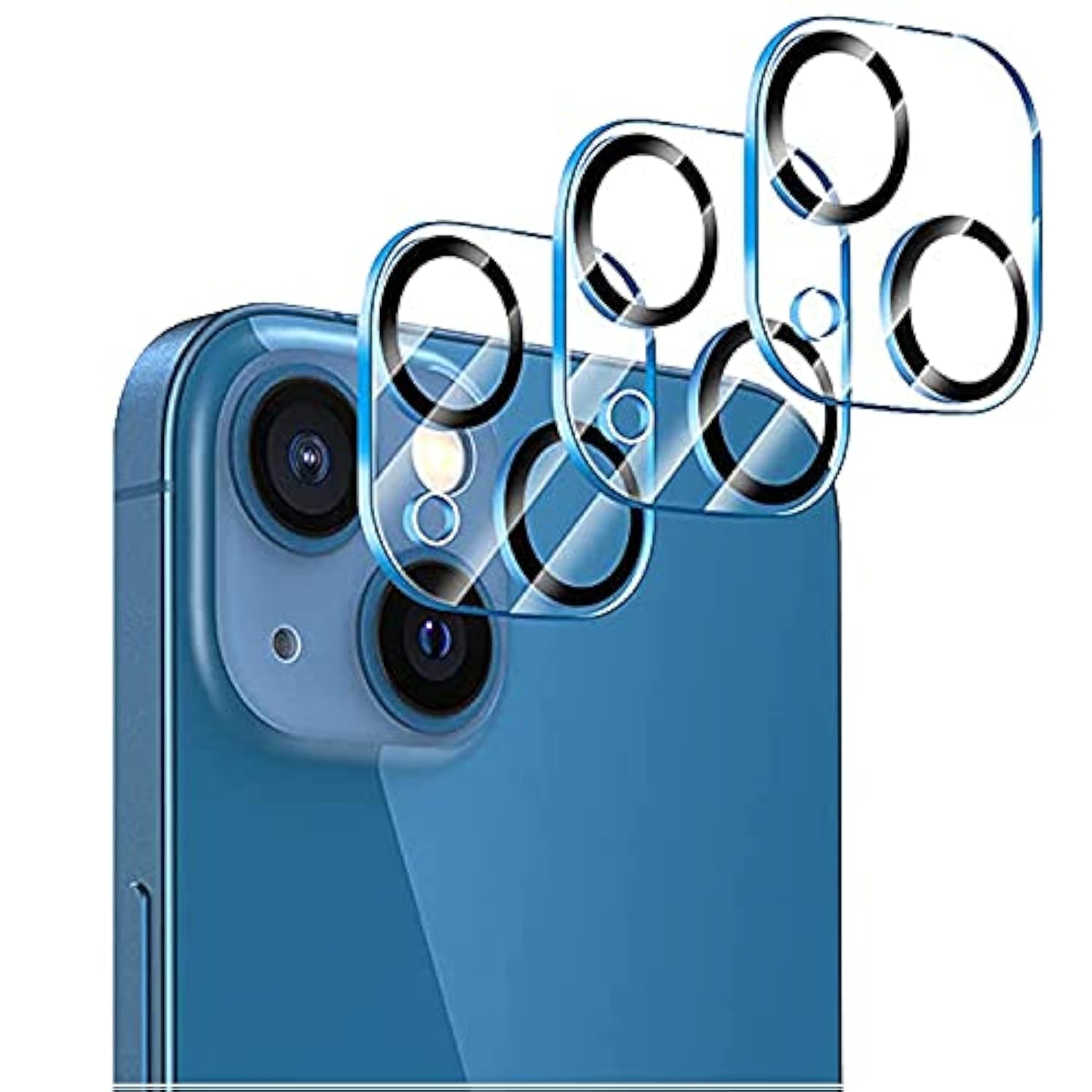 3-Pack iPhone 13 & 13 Mini Camera Lens Protectors 9H Tempered Glass Black Circle