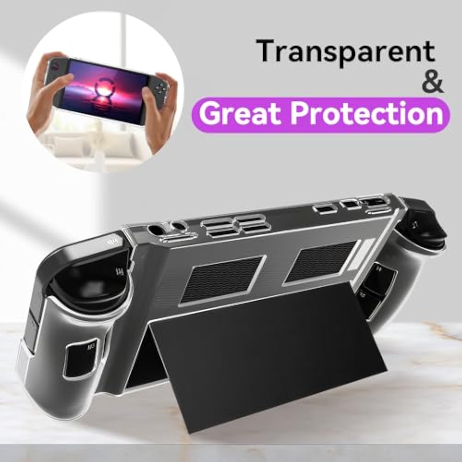 For Legion Go Case Ergonomic Grip Tpu Shock-Absorption Case Anti-Fingerprint Scratch Resistant Cover For Lenovo Legion Go Gaming Handheld 8.8" 2023 - Clear