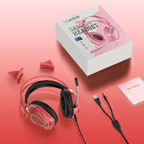 Cute Cat-Ear Gaming Headset - 50mm Drivers, Noise-Cancelling Mic, 3.5mm Wired Stylish & Lightweight Design (Pink)