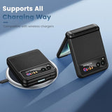 For Motorola Razr 2023 Case With Hinge Protection [Not Fit Razr Plus 2023], Built-In Screen Protector & Kickstand Pu Leather Full Body Protective Shockproof Cover - Black