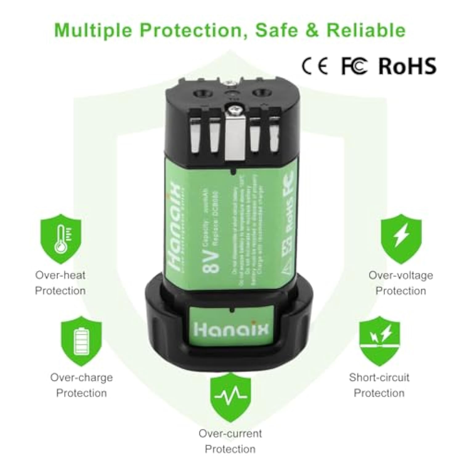 2Pack 2000Mah 8V Max Replacement Battery For Dewalt Dcb080 Dcb095 Dcf682 Dw4390 Dcf680N1 Dcf680N2 Dcf680G2 Li-Ion Battery
