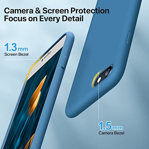 Ultra Slim Designed For Iphone Se Case 2022(3Rd Gen)/Iphone Se 2020 Case(2Nd Gen)/Iphone 7 Case/Iphone 8 Case With Screen Protector, Multi-Color Silicone Shockproof Phone Case(Capri Blue)