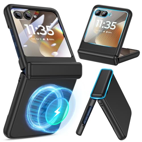 Magnetic for Motorola Razr 2026/2025/2024 Case with Built-in Screen Protector, for Moto Razr 2026/2025/2024 Case [Compatible with MagSafe][Hinge