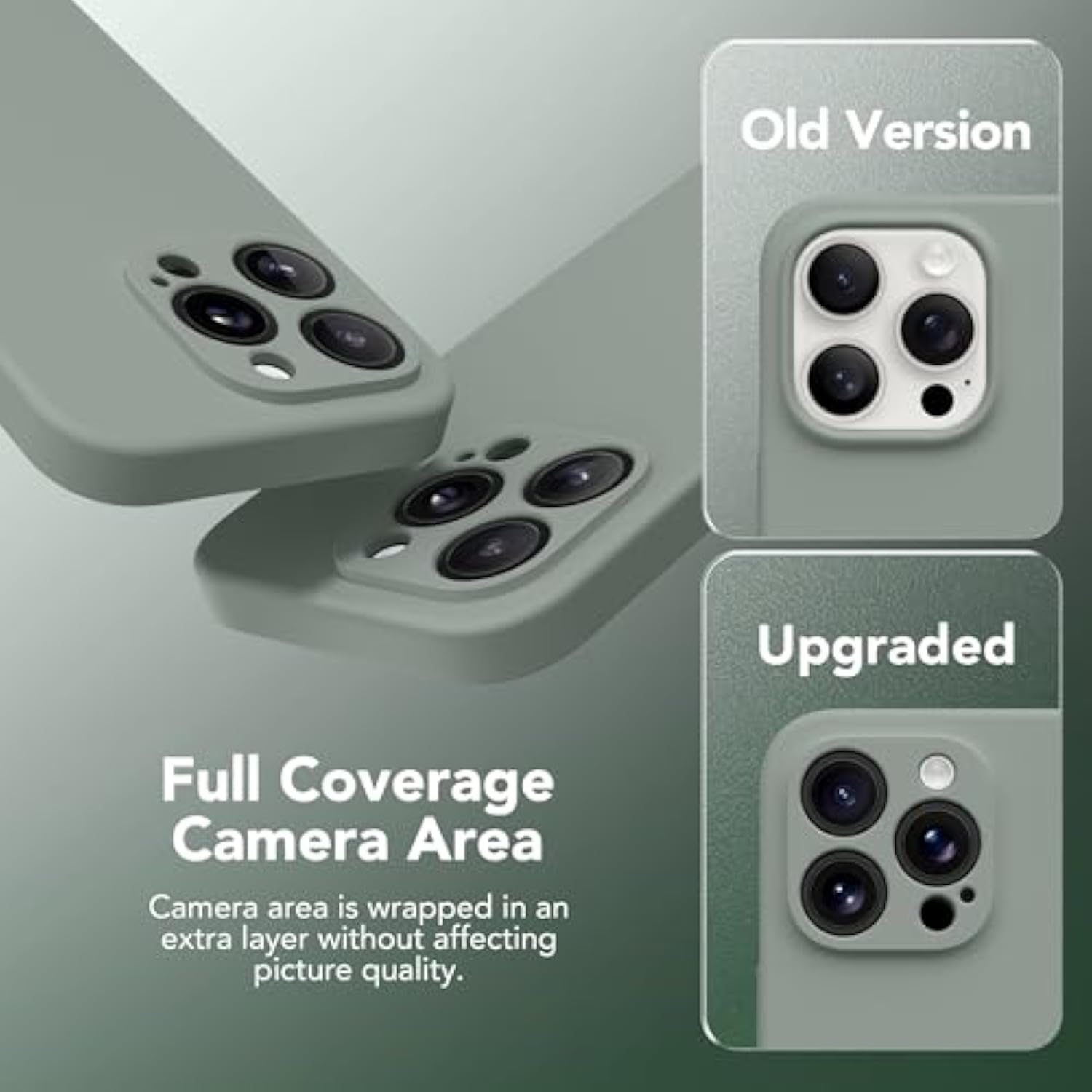 Magnetic For Iphone 15 Pro Max Case, Compatible With Magsafe, [Full Camera Protection][Screen Protector] Silicone Shockproof Protective Phone Case For Iphone 15 Pro Max 6.7", Calke Green