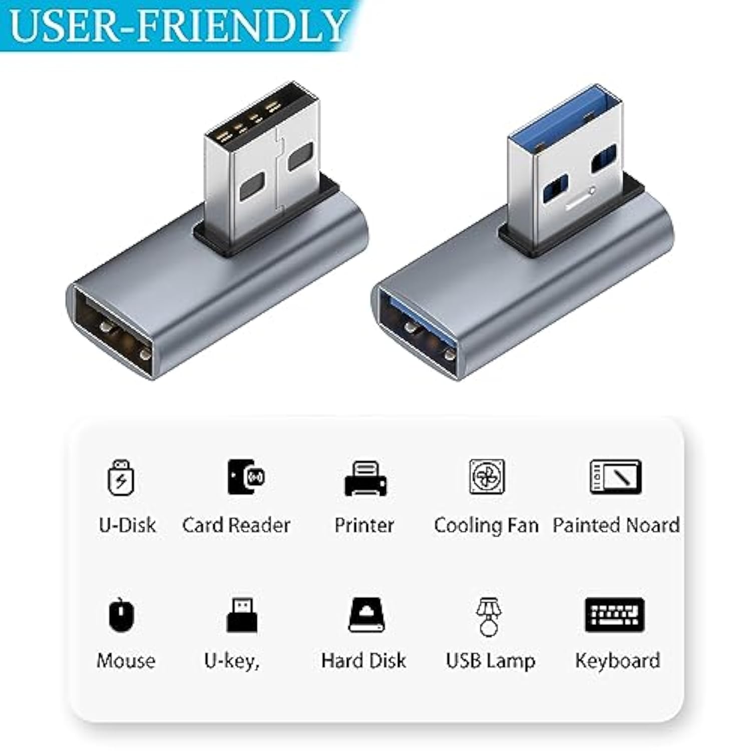 4 Pack 10Gbps Usb 3.0 Male To Female Adapter 90 Degree Left Angle And Right An