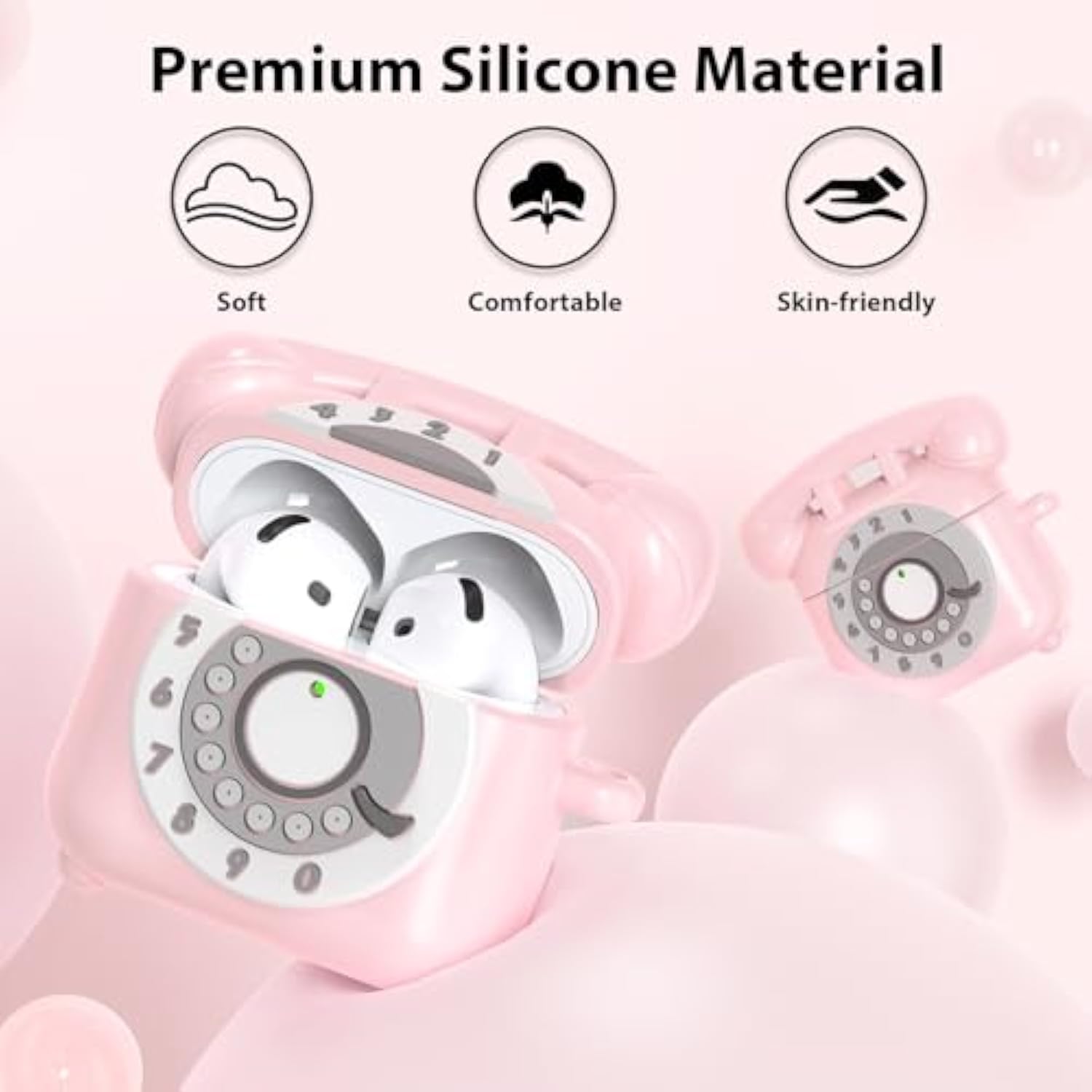 Compatible With Airpods 4 Case Cover 2024, Cute Funny Telephone Design For Airpods 4Th Generation Case With Cleaner Kit & Lanyard, Soft Silicone Shockproof Protective Case For Airpods 4 Gen