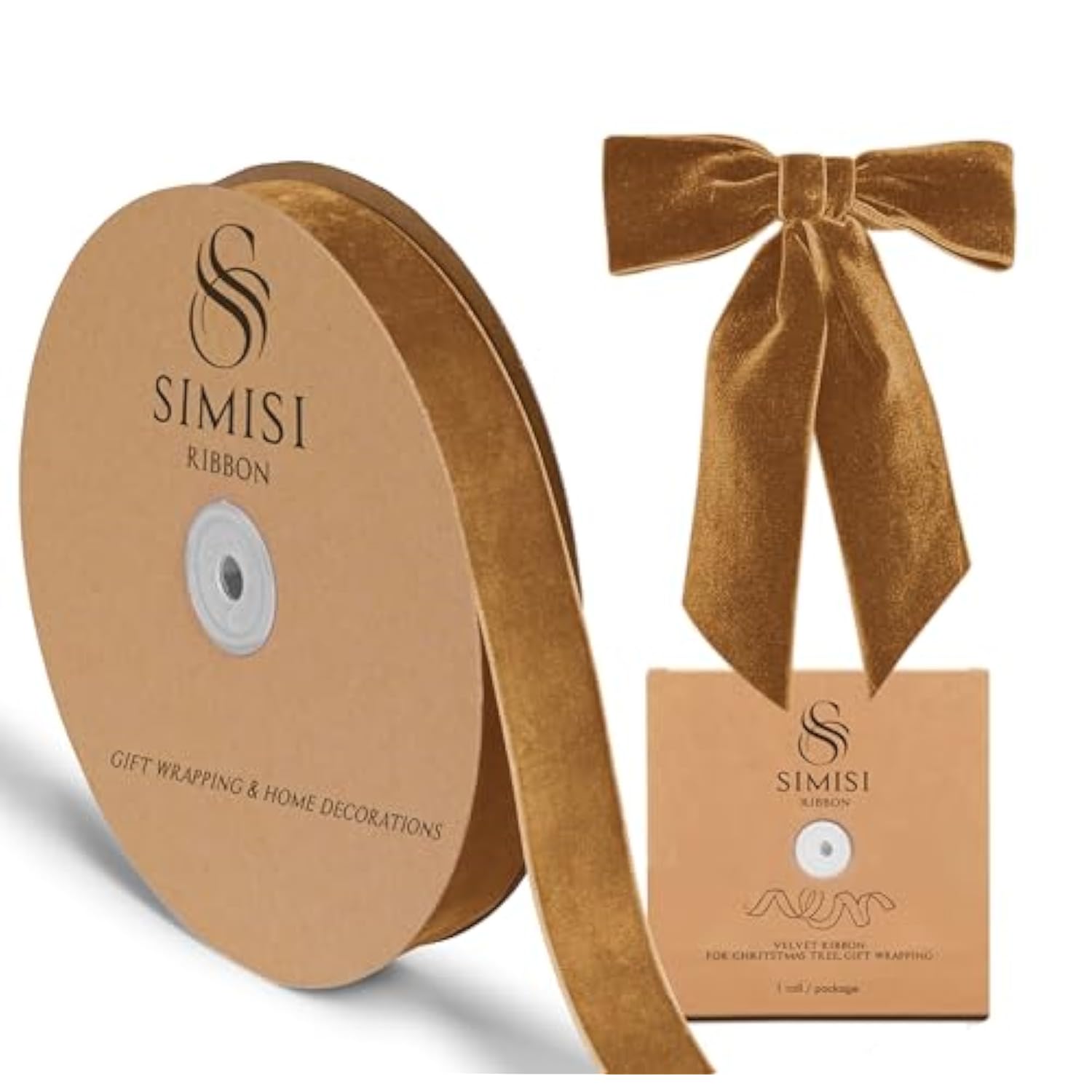 Copper Velvet Ribbon 1'' 25 Yards For Christmas Tree, Gift Wrapping, Flower Bouquet, Wreath Decorations, Bow Making