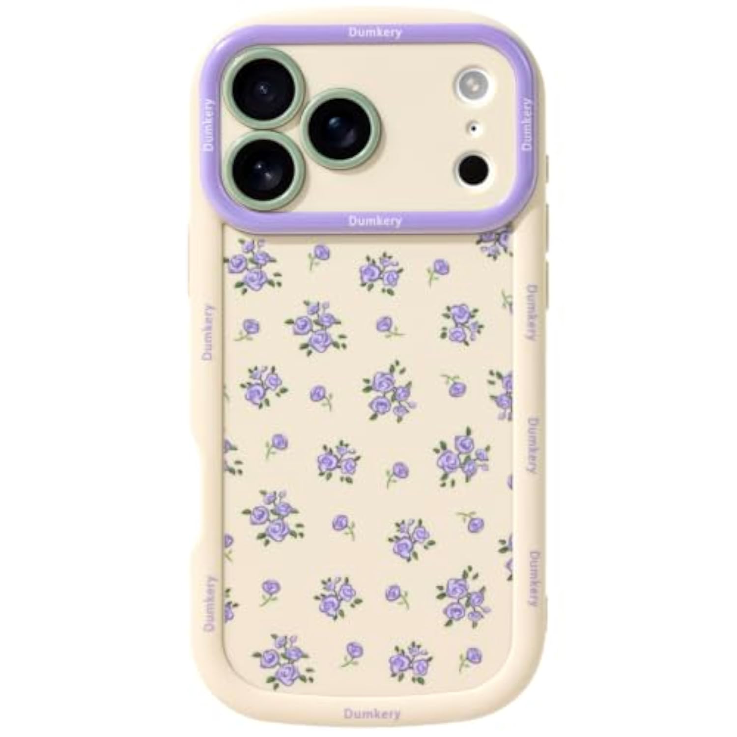Cute Purple Flowers Phone Case for iPhone 17 Pro Max, Soft Touch TPU Anti Fingerprint Shockproof Air Cushion Bumper Cases Cover for Girls Women