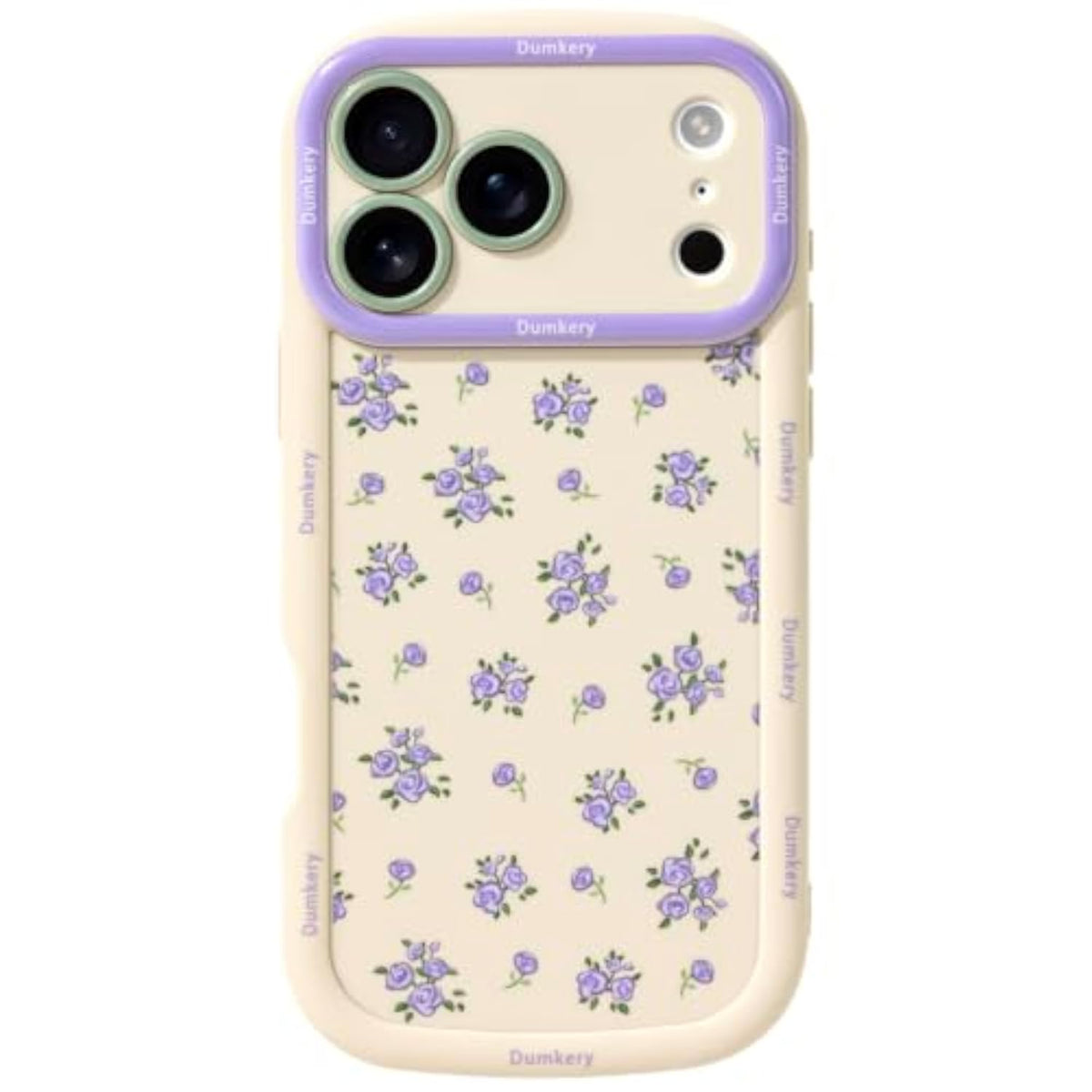 Cute Purple Flowers Phone Case for iPhone 17 Pro Max, Soft Touch TPU Anti Fingerprint Shockproof Air Cushion Bumper Cases Cover for Girls Women