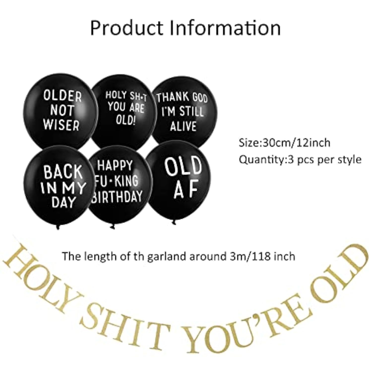 Holy Shit You'Re Old Banner Funny Abusive Old Age Birthday Party Balloons Over The Hill Birthday Decorations Retirement Birthday Decoration Humor Fun Gag Balloon For Old Adults