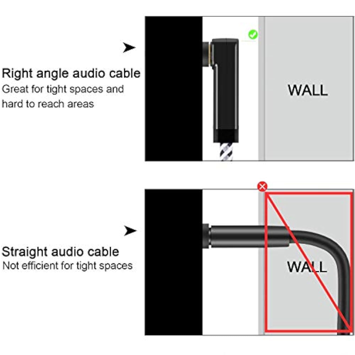 CableCreation 3.5mm Audio Cable(1.5FT/0.45M), 90 Degree 3.5mm Male to Male Auxiliary Aux Cable for Phones, Tablets, Headphones, MP3 Player, Car/Home Stereo, Laptops, iPads