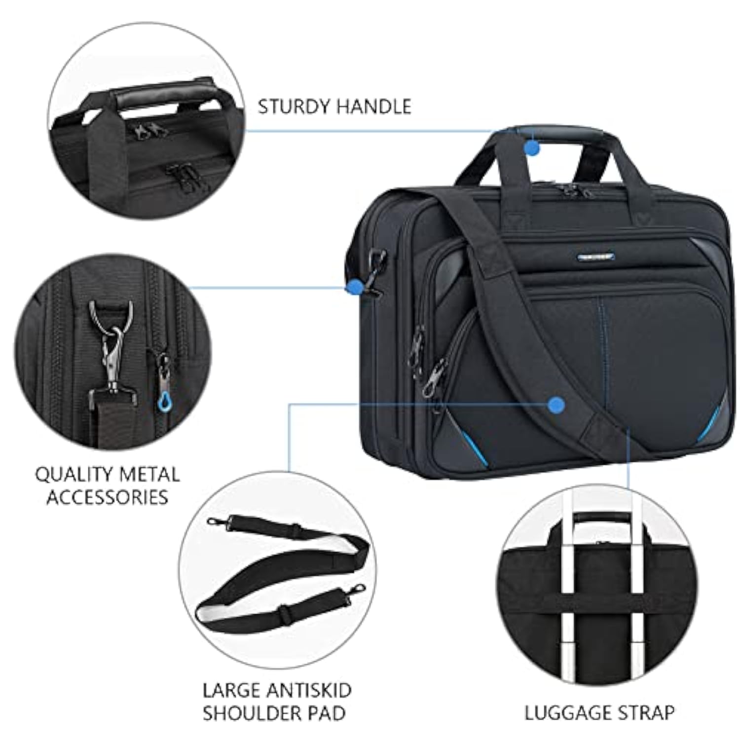 Laptop Bag 17.3 Inch Premium Laptop Briefcase, Expandable Laptop Shoulder Messenger Bag Durable Computer Case
