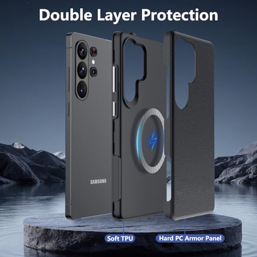 Magnetic for  Galaxy S26 Ultra Case [Compatible with Magsafe] Upgraded Dual-Layer Shockproof Protective with Anti-Slip Textured Back,