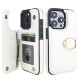 Onetop For Iphone 15 Pro Wallet Case With Card Holder, 360° Rotation Ring Kickstand Rfid Blocking Pu Leather Double Magnetic Clasp Shockproof Cover For Women And Girls 6.1 Inch (White)