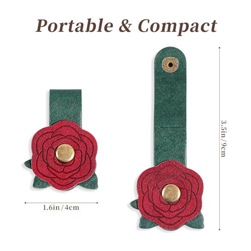 2 Pcs Cord Organizer,Cord Keeper,Cable Organizer Usb Holder,Cable Straps,Earbud Case,Wrap Headphone,Headset Winder,Earphone Clips Ties,Stocking Stuffers Gifts For Women Leather Flower