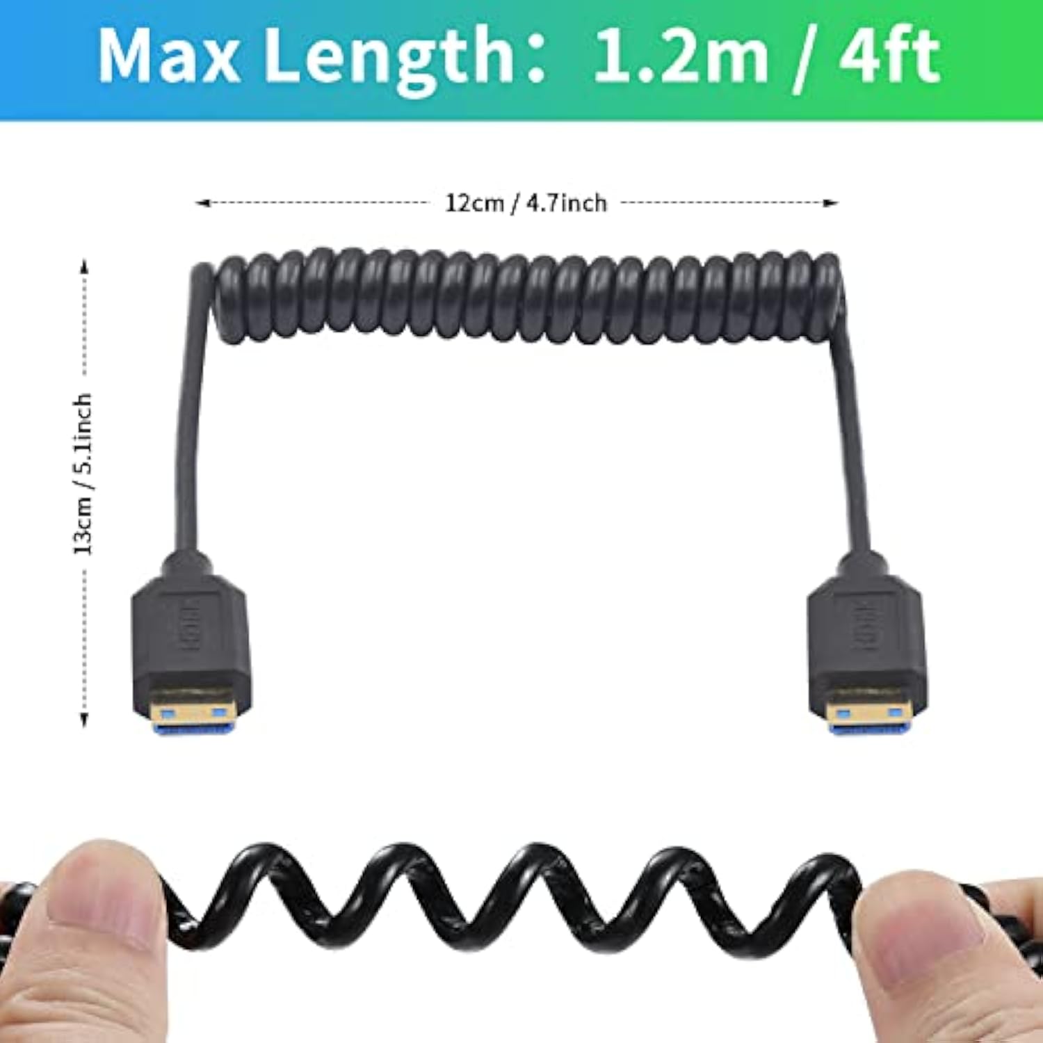 Dutttek 8K Mini Hdmi To Mini Hdmi Coiled Cable, 48Gbps Mini Hdmi 2.1 Cable, Ex