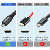 Left Angled Micro Hdmi To Hdmi Adapter Cable, Nylon Braided 90°Degree Micro Hd