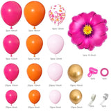 175Pcs Hot Pink And Orange Balloons Arch Garland Kit, Pink And Orange Party Decorations With Gold Balloons Foil Flowers For Wedding Bridal Tropical Bachelorette Birthday Decor