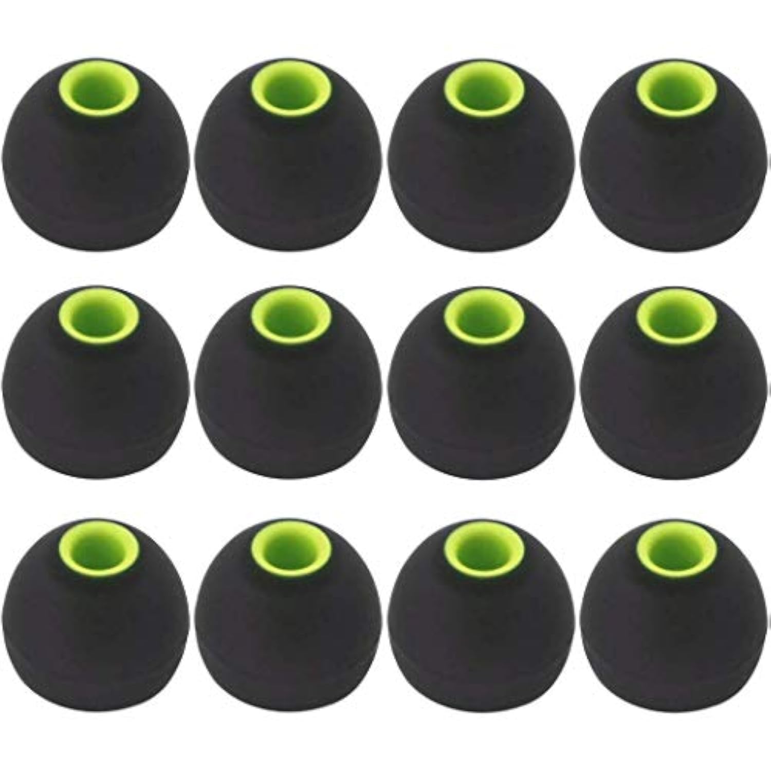12Pcs Large Size Replacement Eartips Eargels Earpads Ear Tips Gels Bud For Powerbeats Pro, Beatsx, Senso, Tozo, Sony & Other Inner Hole 3.8Mm Earbud In-Ear Headphones,Black-Green,L