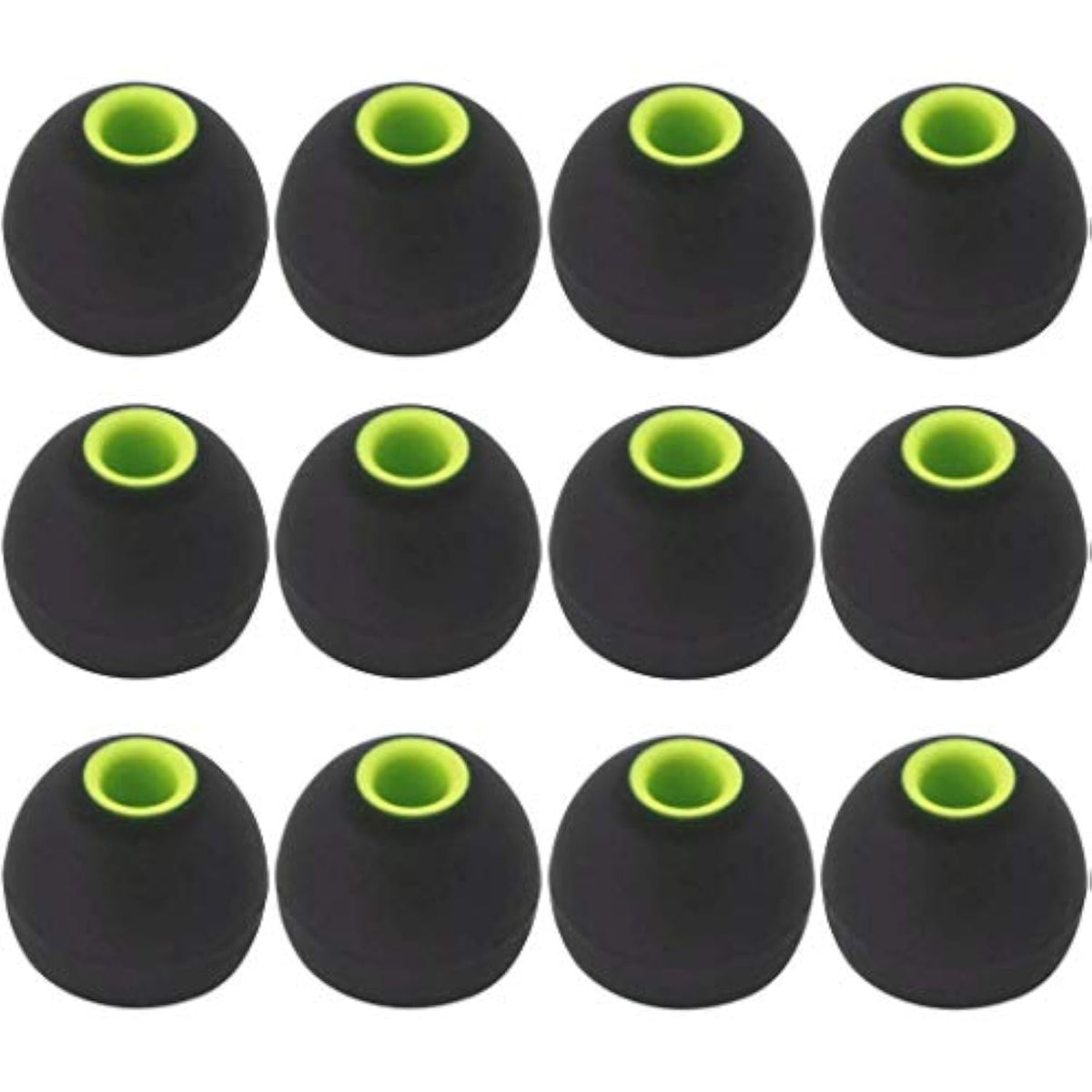 12Pcs Large Size Replacement Eartips Eargels Earpads Ear Tips Gels Bud For Powerbeats Pro, Beatsx, Senso, Tozo, Sony & Other Inner Hole 3.8Mm Earbud In-Ear Headphones,Black-Green,L