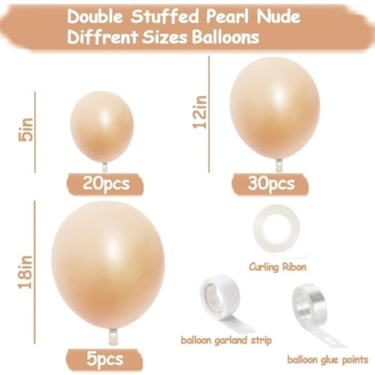 Nude Balloons Different Sizes Double Stuffed Apricot Balloon Garland P