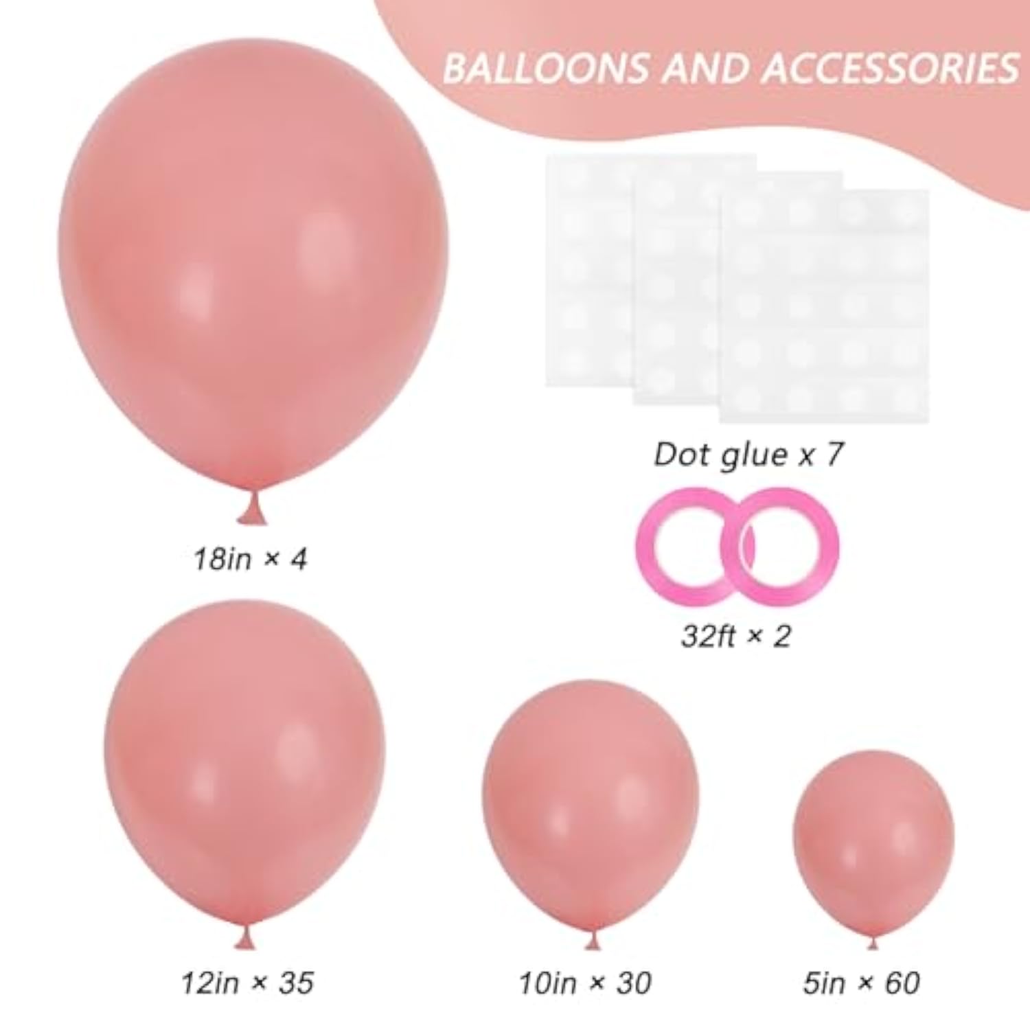 129pcs Retro Pink Balloon Garland Kit Blush Arch Set for Birthday, Baby Shower & Parties