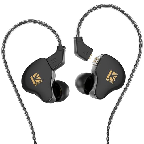 KBEAR KS1 in Ear Monitor Bass Earbuds Wired Earbuds,Clear Sound Stereo Headphones, Vocals Forwards High Resolution Noise Canceling Earphones, Dual