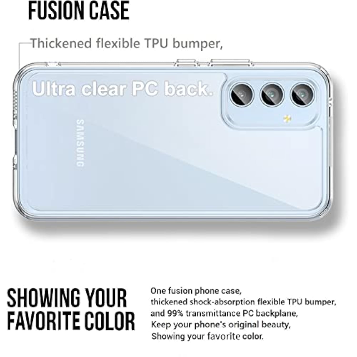 For Samsung Galaxy A54-5G Case: Military-Grade Shockproof Phone Cover With Tempered Glass Screen Protector, Anti-Scratch & Reinforced Bumpers - Crystal Clear
