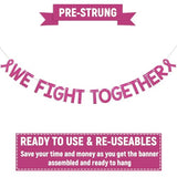 We Fight Together Banner - Cancer Free Decor, Peace Out Chemo Sign, Pink Ribbon Breast Cancer Awareness Party Decorations Hot Pink