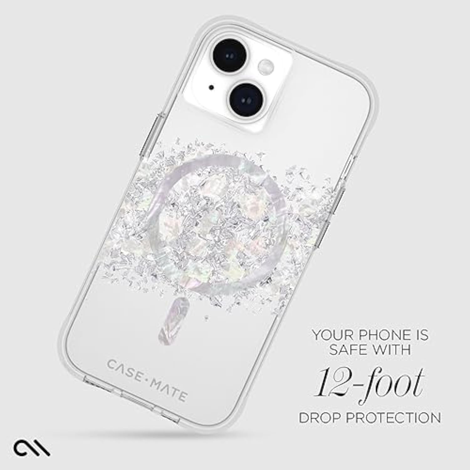 Case-Mate iPhone 15 Case - Touch of Pearl [12ft Drop Protection] [Compatible with MagSafe] Magnetic Cover with Cute Bling Sparkle for iPhone 15 6.1", Anti-Scratch, Shock Absorbent Material, Slim Fit