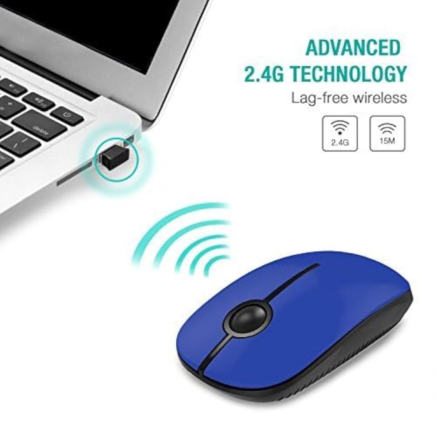 Wireless Mouse, 2.4G Slim Portable Computer Mice With Nano Receiver For Notebo