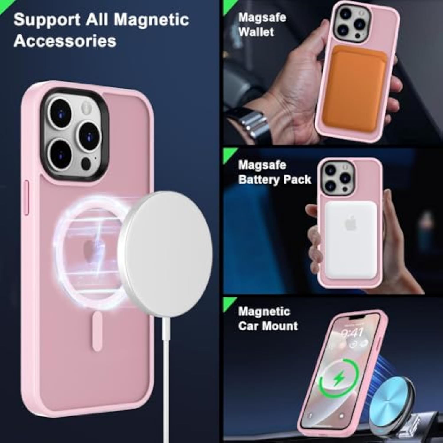 Magnetic Shockproof Case for iPhone 12 Pro Max, Pink