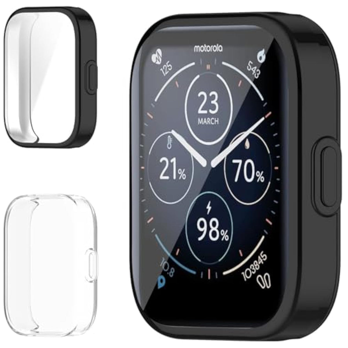 [2 Pack] Screen Protector Compatible With Moto Watch 70 Case, Soft Tpu Plated Case All-Around Protective Screen Full Cover Bumper Compatible For Moto Watch 70 Smart Watch