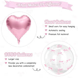 Cream Heart Balloons, Bobo Balloons, 10Pcs 18 Inch Heart Shaped Balloon And 20 Inch Helium Clear Bubble Balloon With Pink Bow Ribbons For Birthday Valentines Day Wedding Baby Shower Party Decor