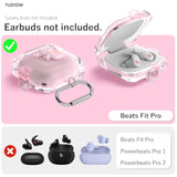 Clear Pink 3D Bow Case for 2021 Beats Fit Pro, Secure Lock Protection