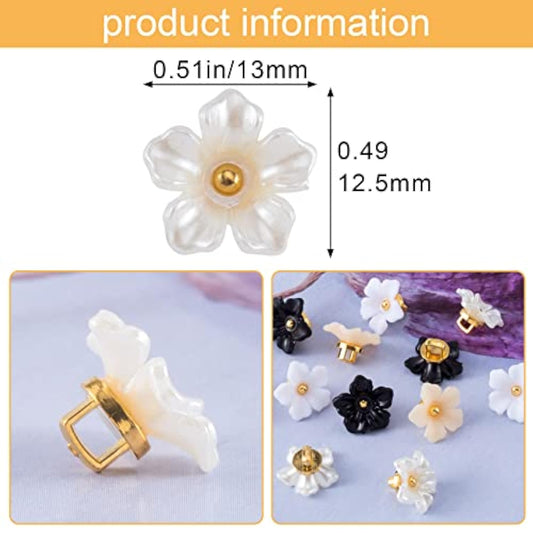 100 Pack 13Mm Resin Flower Shape Sewing Buttons For Crafts Making, Clo