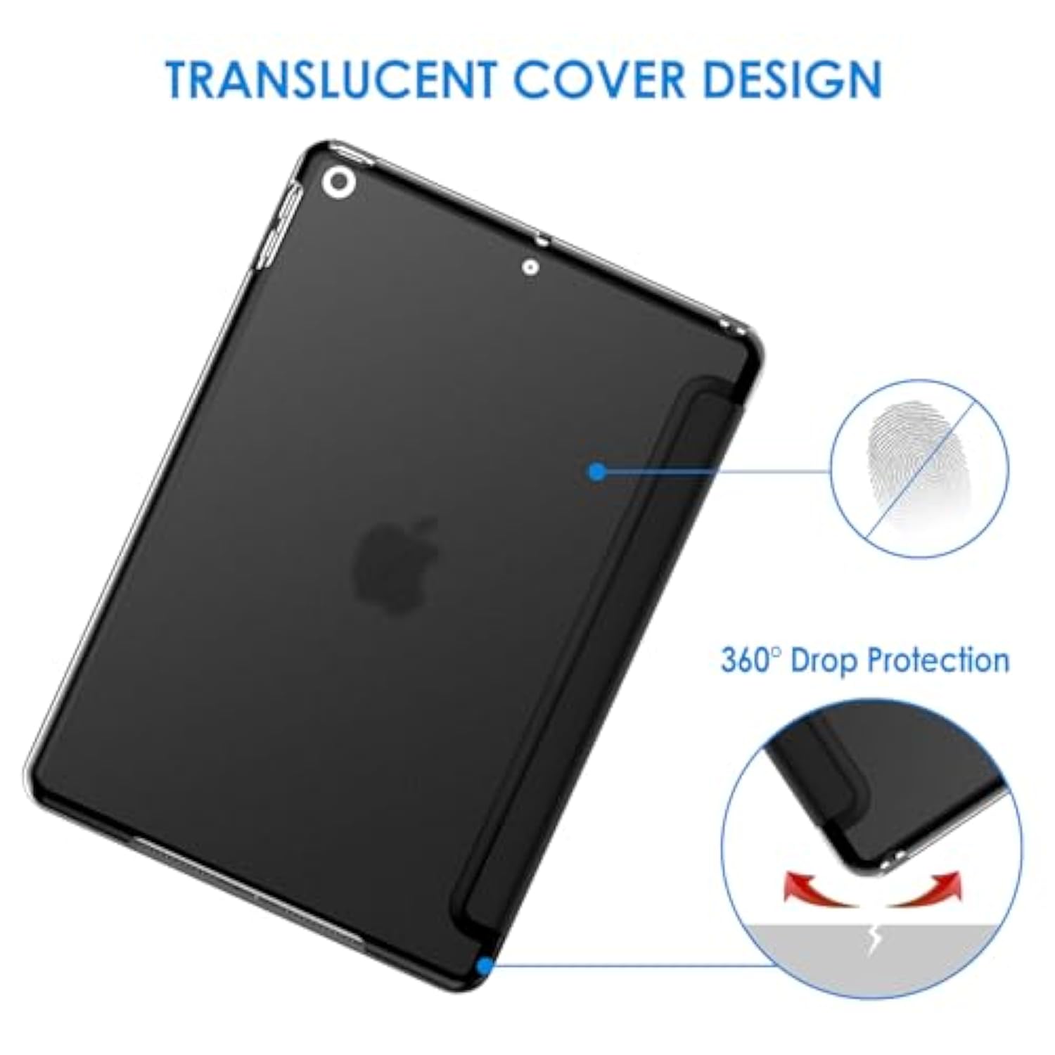 Jetech Case For 10.2-Inch (2021/2020/2019 Model, 9/8/7 Generation), Auto Wake/Sleep Cover (Black)