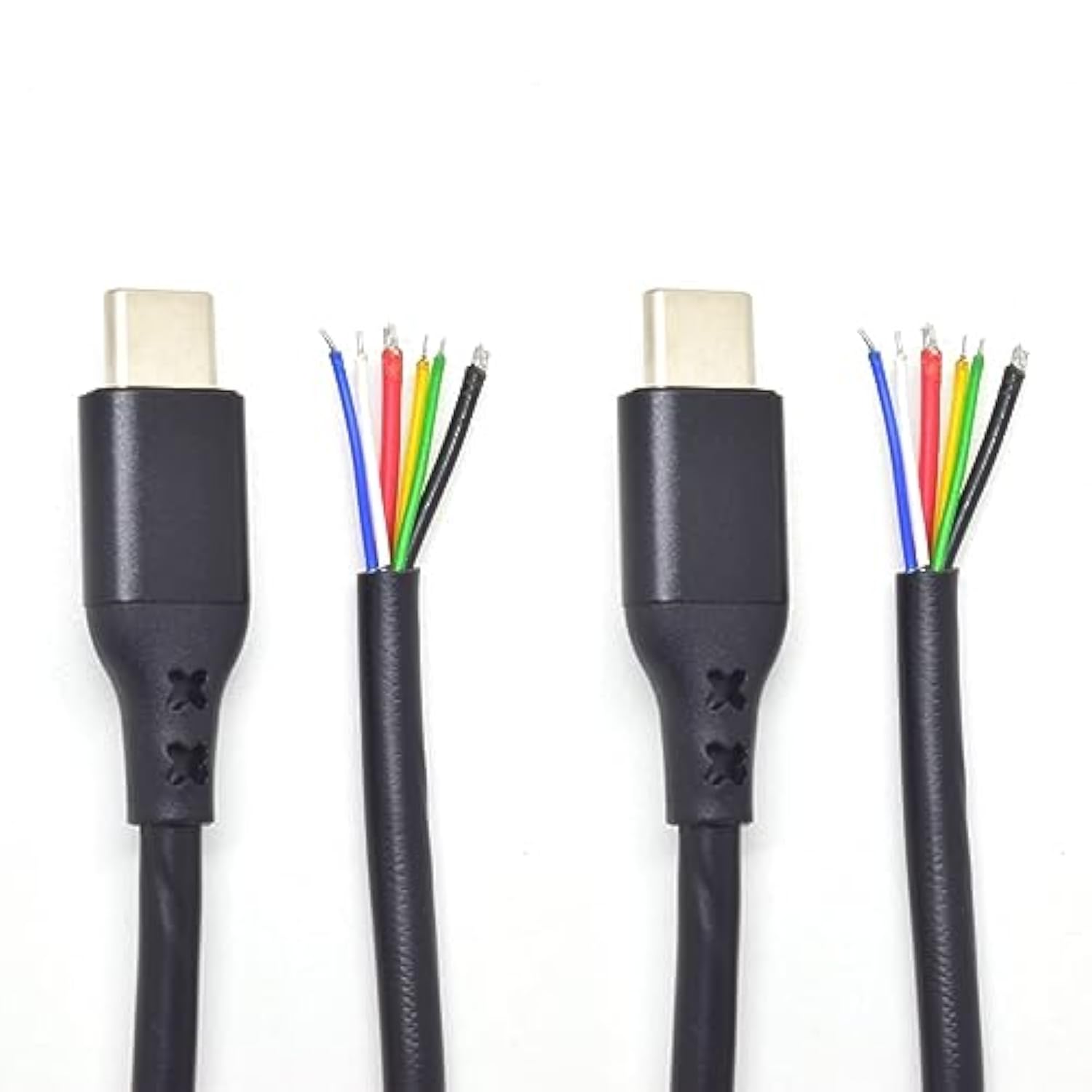 2Pcs Type-C Usb C Male Pigtail 6 Wires Pd Power Cable 1 Ft/30Cm 5A Fast Charge 6 Wires Cc1 Cc2 Pigtail Wire For Diy Cable