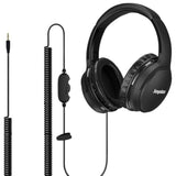 19.5Ft / 6M Extra Long Cord Headphones For Tv Pc With Volume Control, Spring Coiled Cable, 3.5Mm Aux, Wired Over Ear Earphones For Seniors Hard Of Hearing, Large Comfortable Computer Headset