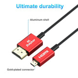 4K Micro Hdmi To Hdmi 6.6Ft/2M, Ultra High Speed 48Gbps, Ultra Thin Hdmi Cord
