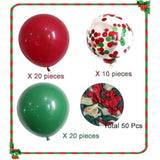 50pc Christmas Confetti Balloon Kit Red, Green & Gold 12-Inch Party Set