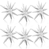 22" Silver Explosion Star Balloons Spike Cone Foils for NYE & Disco Parties