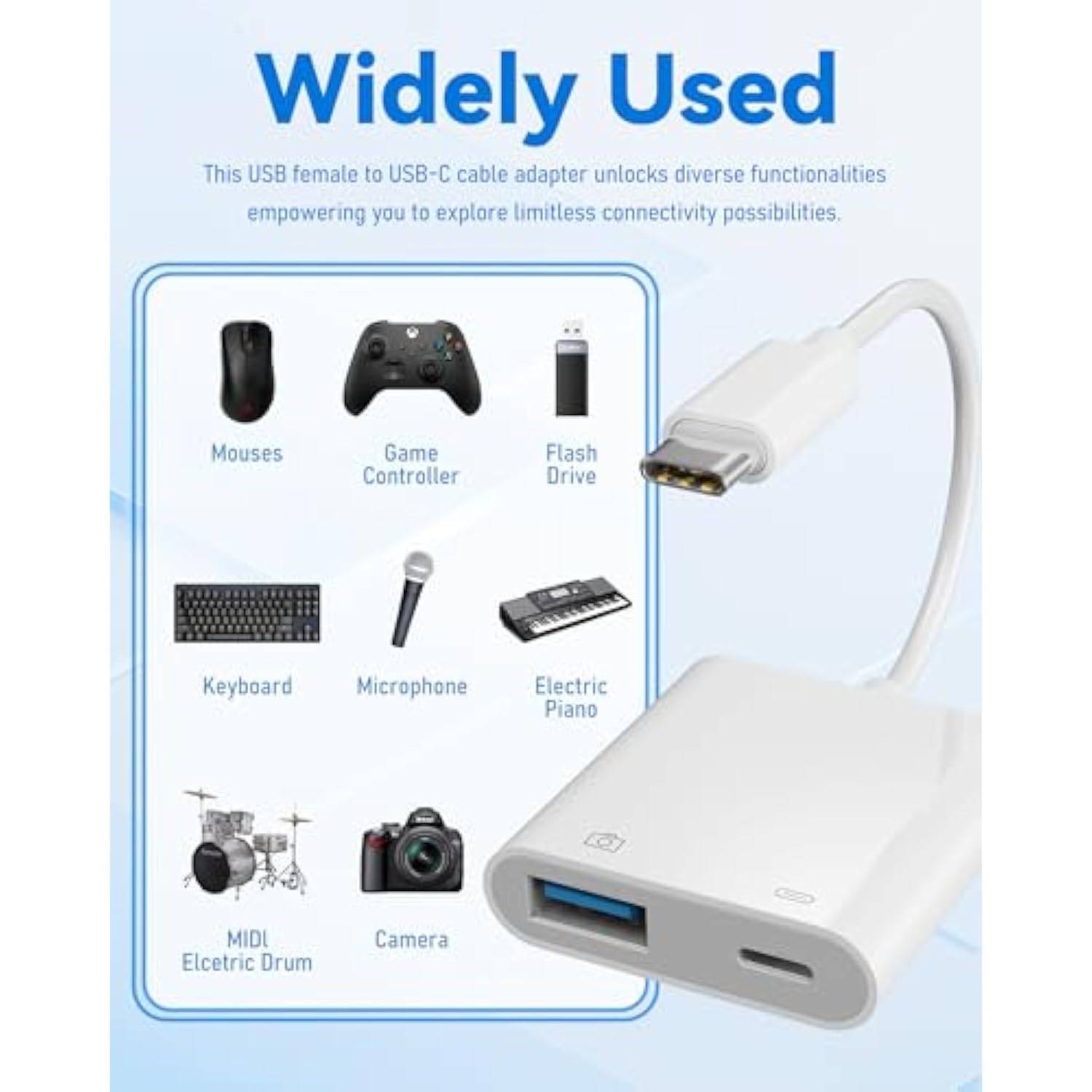 Usb C To Usb Camera Adapter With Charging Port, Otg Cable Compatible With For Iphone Ipad Android Phone Tablet, Usb 3.0 Female For Flash Drives, Keyboards, Mice, And More