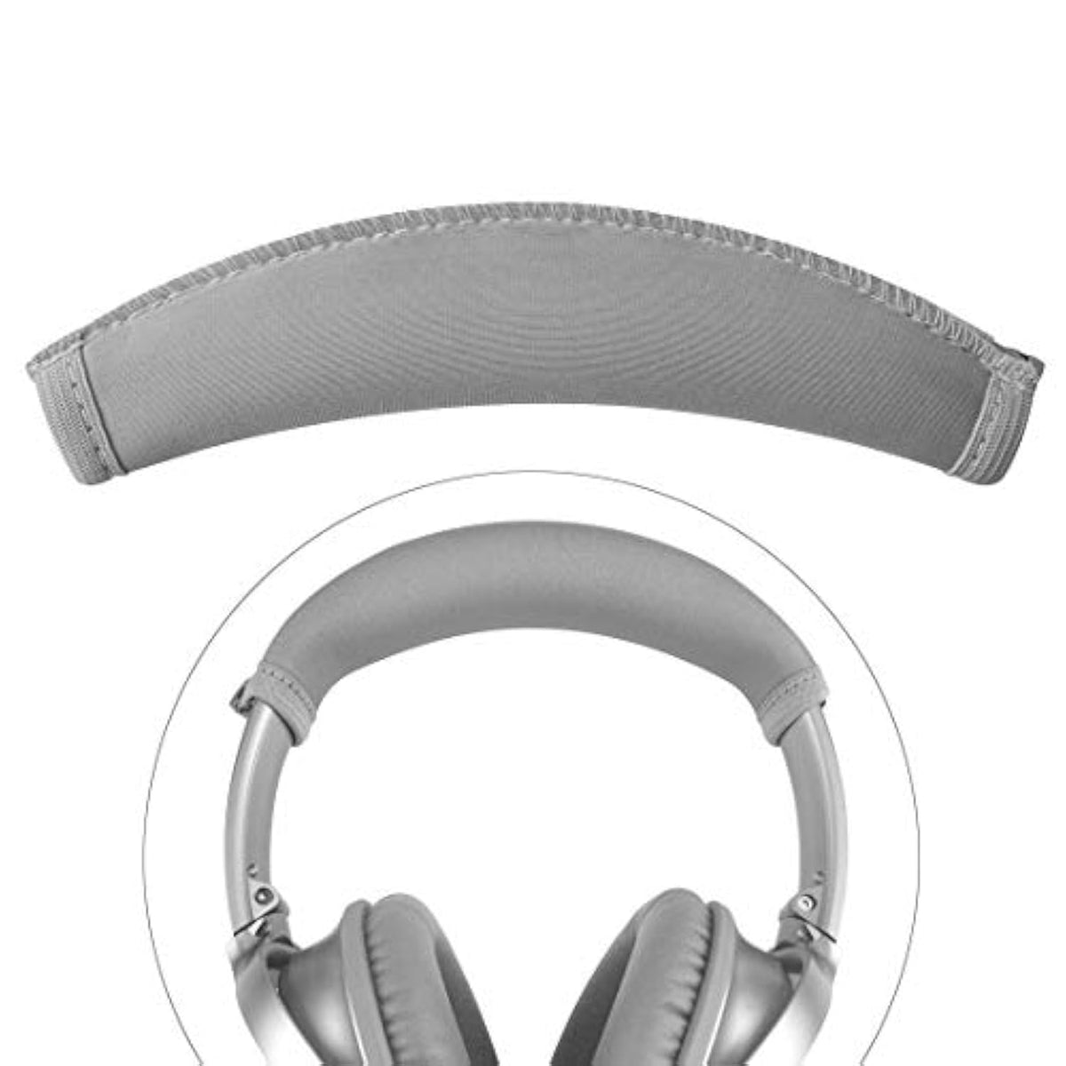 Headband Protector Compatible With Bose Quietcomfort Qc45/ Qc35/ Qc25/ Qc15 Headphones, Replacement Headband Cover, Flex Fabric Head Top Pad Easy Diy Installation (Grey)
