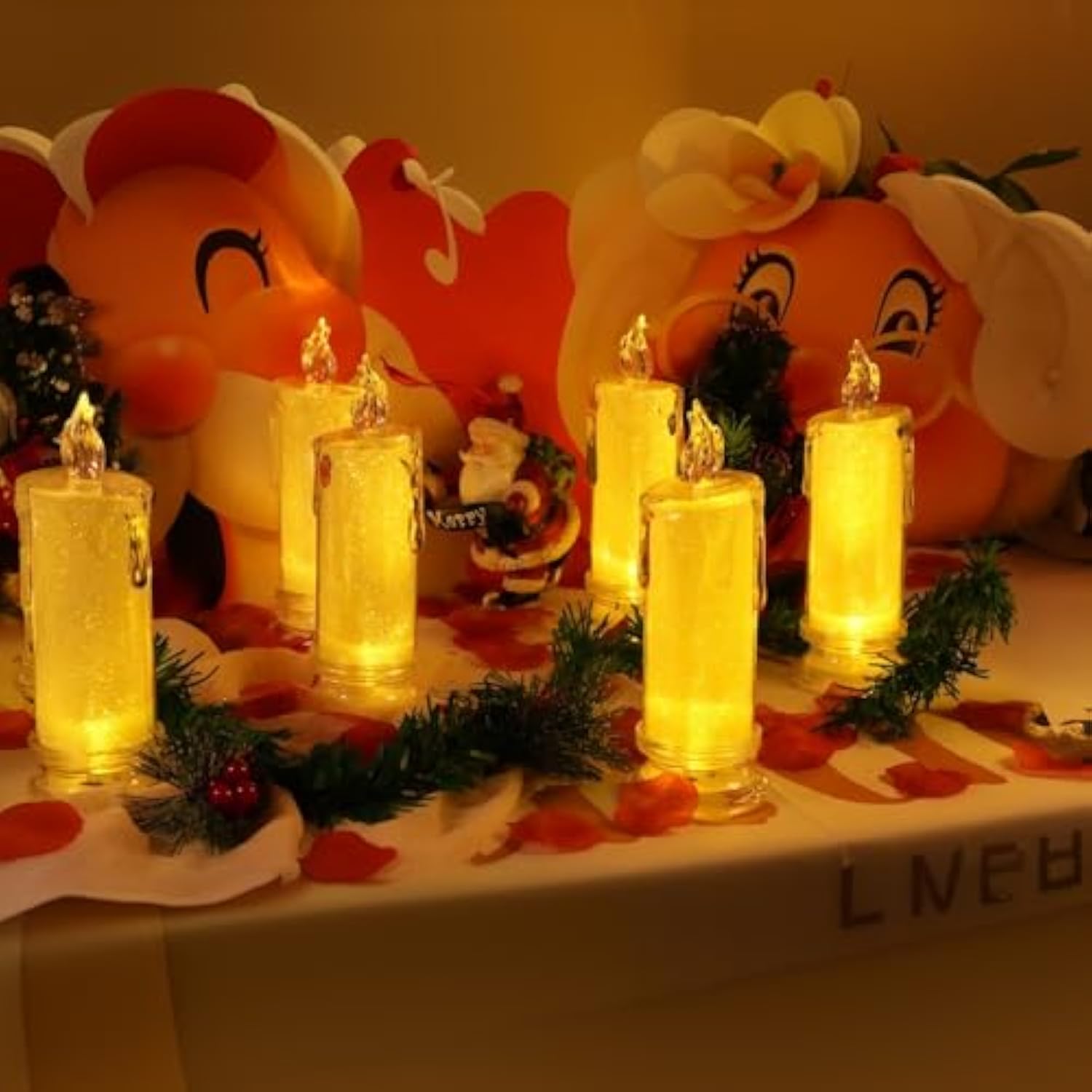 4Pcs White Led Candles (D:2.5" X H:7"),Flameless Pillar Candle,Battery Operated Candles/Fake Candle, Velas Artificiales Para Decoracion For Valentine Wedding Ramadan Christmas Decorations